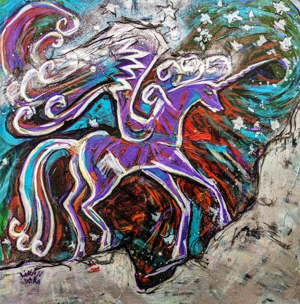 44.2. Imagination: Wild Unicorn. Original Painting, 60x60 cm