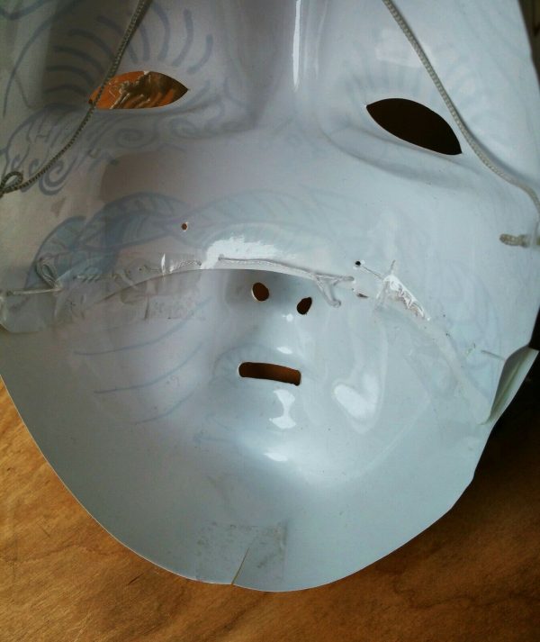 68.1. Unusual Double Faced Alien white mask with vintage lace, hand drawn pattern - Image 9