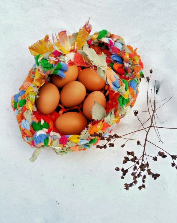 89.1. Handmade Unique Wild Rag Egg Basket, Home Decor, Display, Easter. One of a kind