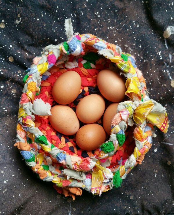 89.1. Handmade Unique Wild Rag Egg Basket, Home Decor, Display, Easter. One of a kind - Image 2