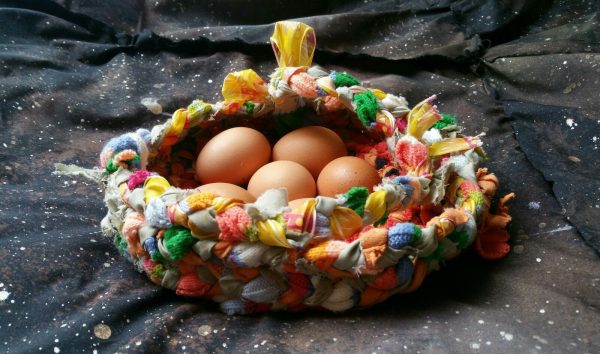 89.1. Handmade Unique Wild Rag Egg Basket, Home Decor, Display, Easter. One of a kind - Image 3