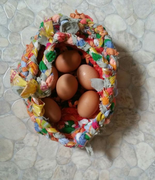 89.1. Handmade Unique Wild Rag Egg Basket, Home Decor, Display, Easter. One of a kind - Image 4