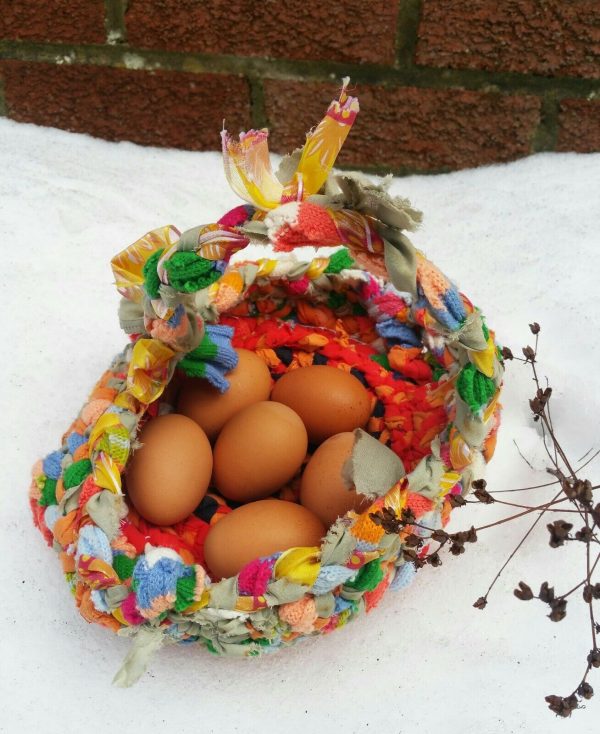 89.1. Handmade Unique Wild Rag Egg Basket, Home Decor, Display, Easter. One of a kind - Image 5