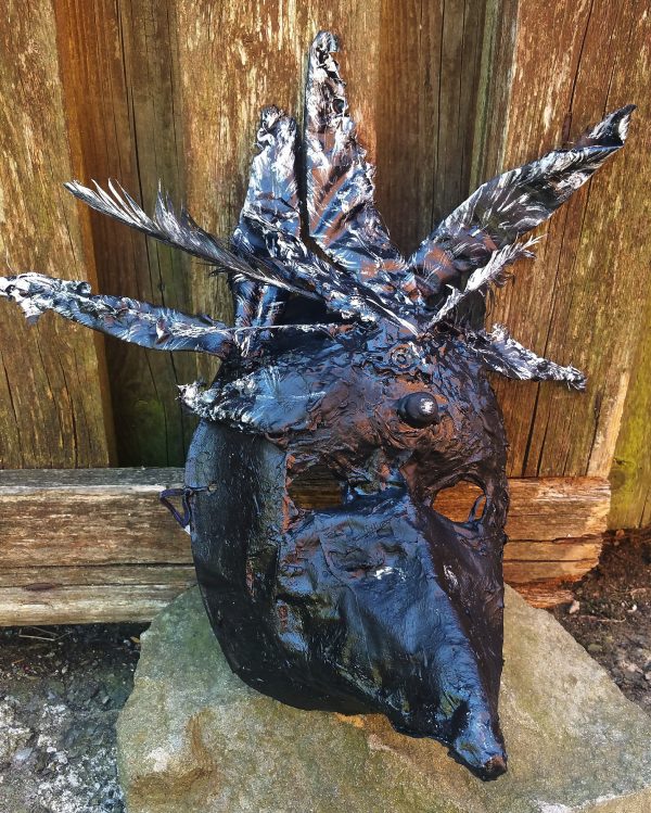55.1. Shiny Black Bird, Raven or Crow, one of the kind mask by Linandara - Image 3