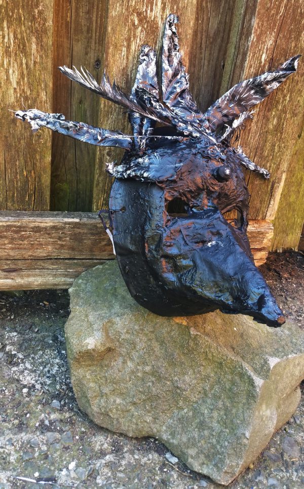 55.1. Shiny Black Bird, Raven or Crow, one of the kind mask by Linandara - Image 4