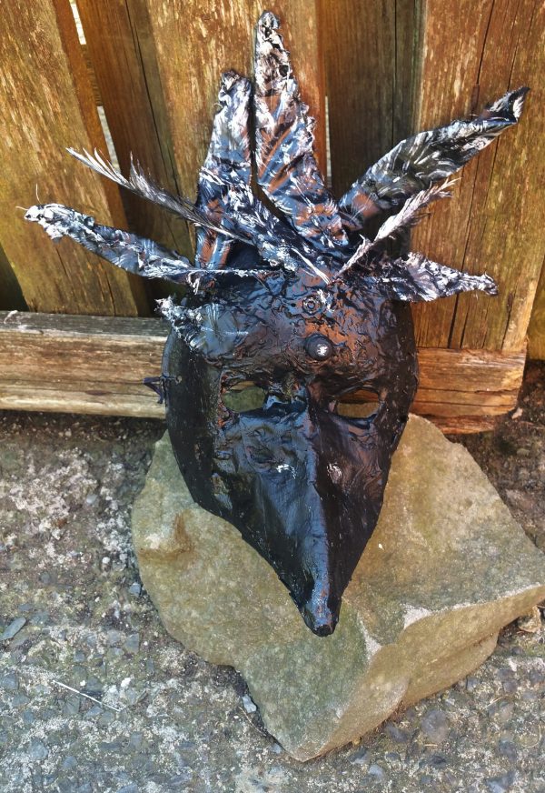 55.1. Shiny Black Bird, Raven or Crow, one of the kind mask by Linandara - Image 5