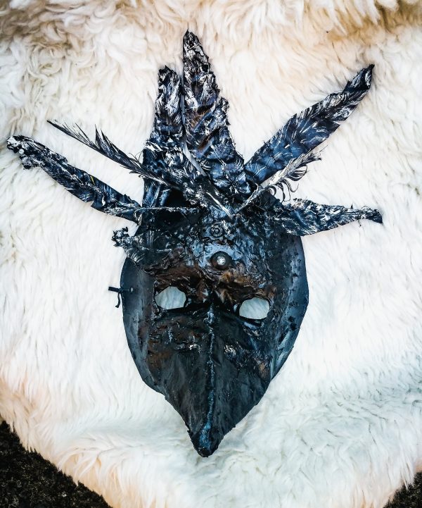 55.1. Shiny Black Bird, Raven or Crow, one of the kind mask by Linandara