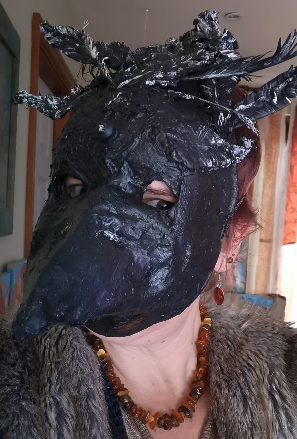 55.1. Shiny Black Bird, Raven or Crow, one of the kind mask by Linandara - Image 8