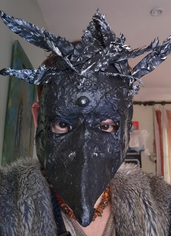 55.1. Shiny Black Bird, Raven or Crow, one of the kind mask by Linandara - Image 9