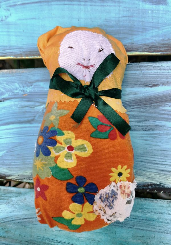 54.1. Cheburaha - Hand sewn soft recycled rag toy with a vintage / shabby chic look - Image 2