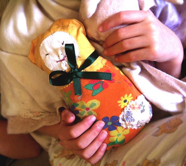 54.1. Cheburaha - Hand sewn soft recycled rag toy with a vintage / shabby chic look