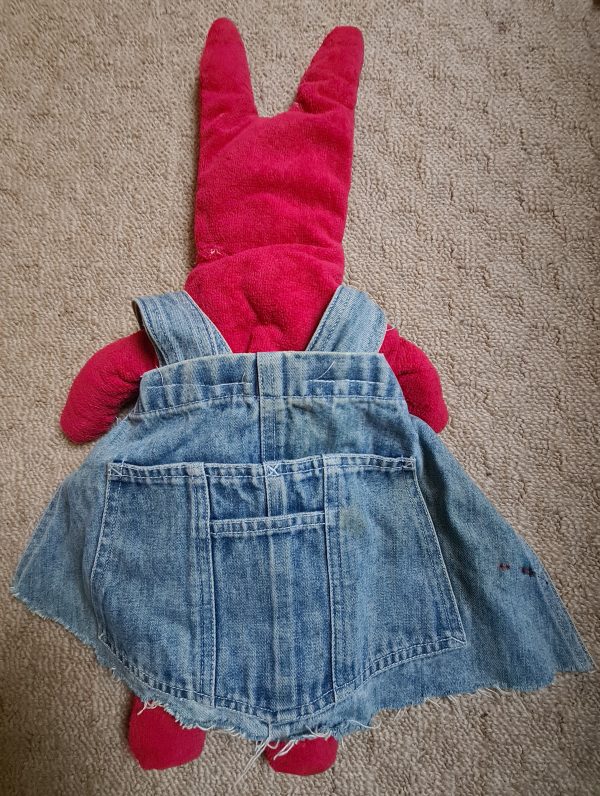 48.1. Red Hare in Denim - One of the kind handmade art rag doll by Linandara - Image 9