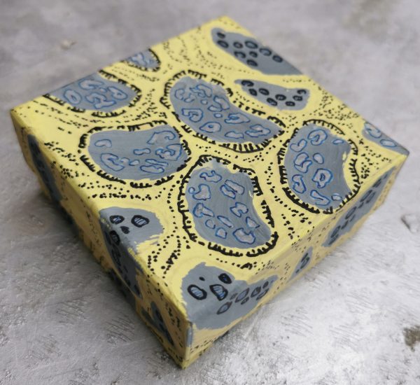49.2. Yellow and grey fantasy animal print jewellery box by Linandara - Image 2
