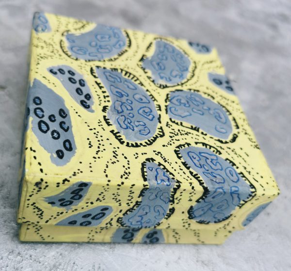 49.2. Yellow and grey fantasy animal print jewellery box by Linandara - Image 6