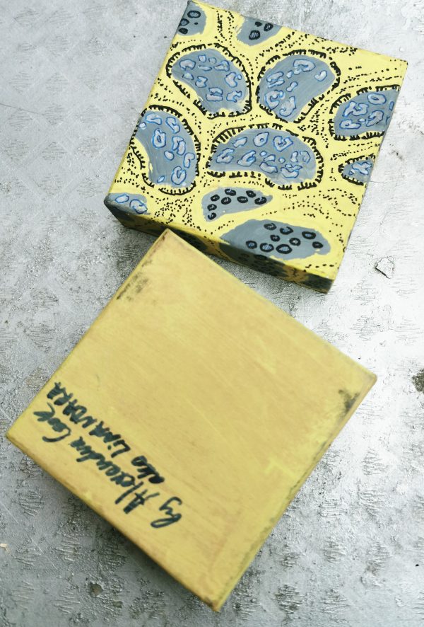 49.2. Yellow and grey fantasy animal print jewellery box by Linandara - Image 8