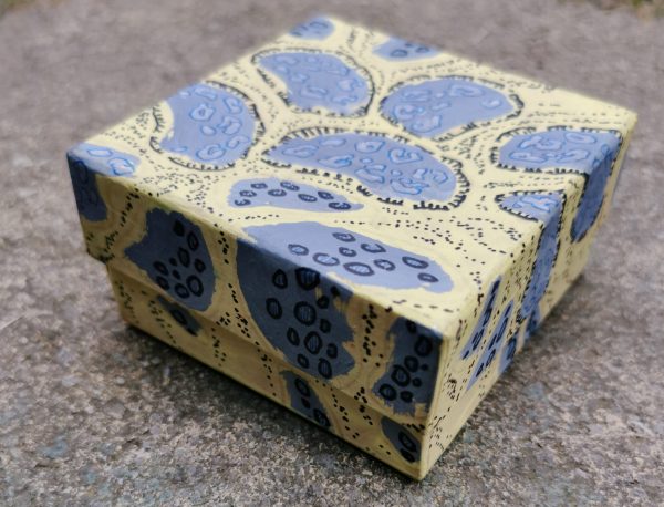49.2. Yellow and grey fantasy animal print jewellery box by Linandara - Image 11
