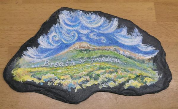 97. Breath of Freedom hand drawn on Welsh slate - Image 2