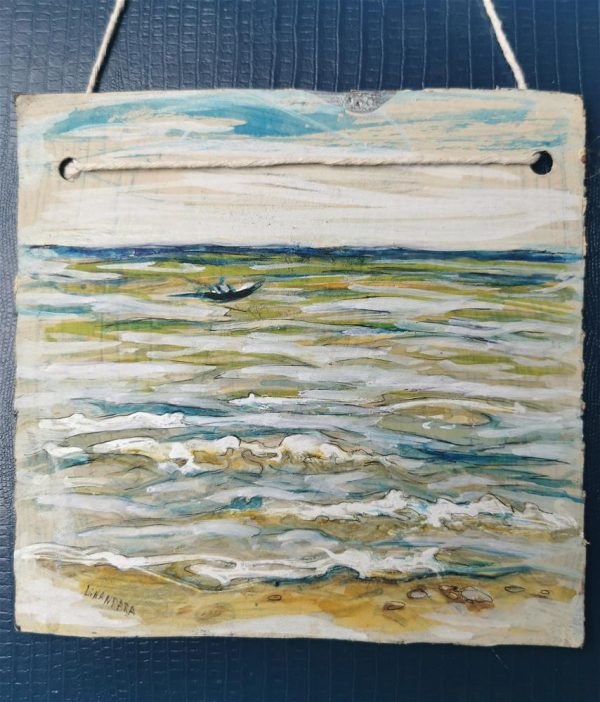 65. Mundesley Beach with a boat- original art by Linandara - Image 2
